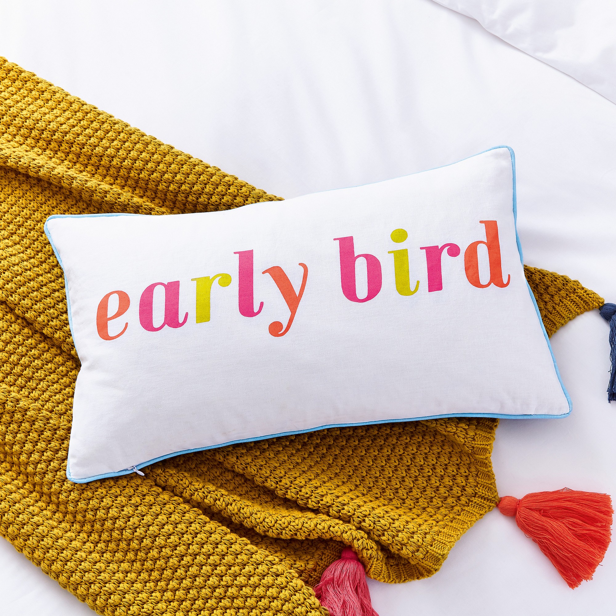 Early Bird Cushion By Joules In French Navy